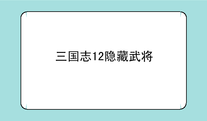 三国志12隐藏武将