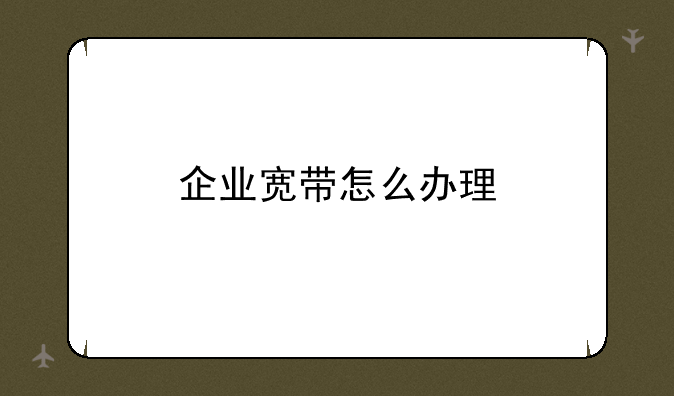 企业宽带怎么办理