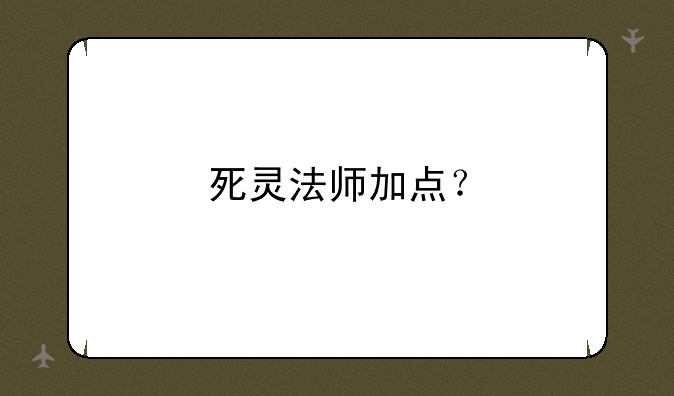 死灵法师加点？