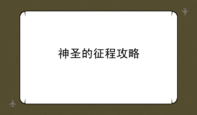 神圣的征程攻略