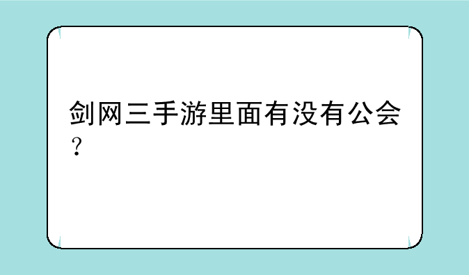 剑网三手游里面有没有公会？