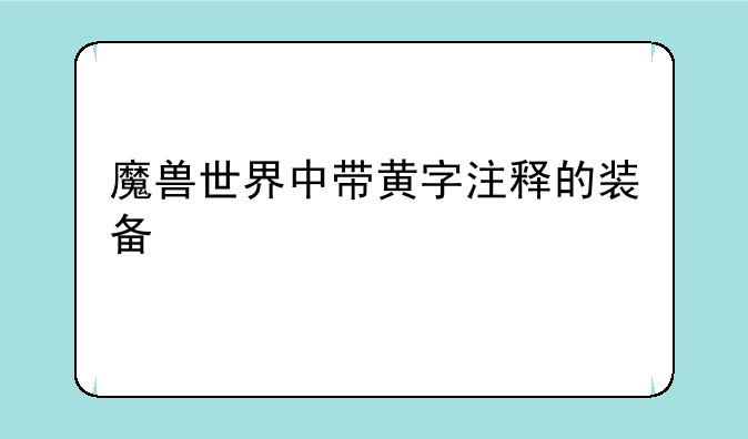 魔兽世界中带黄字注释的装备