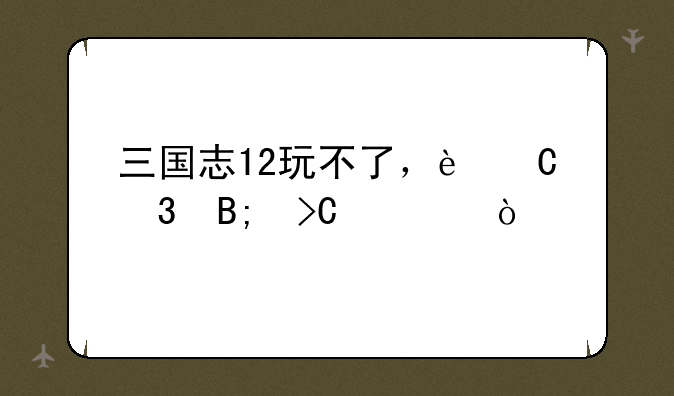 三国志12玩不了，运行后提示？
