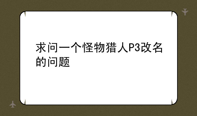 求问一个怪物猎人P3改名的问题