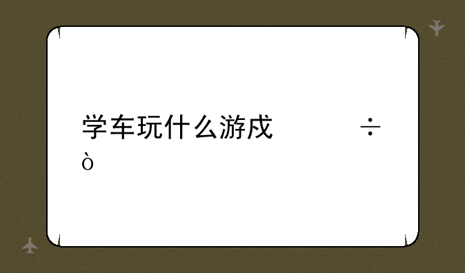学车玩什么游戏好？