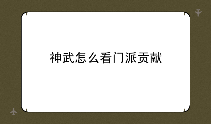 神武怎么看门派贡献
