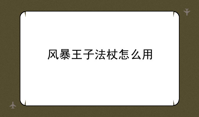 风暴王子法杖怎么用