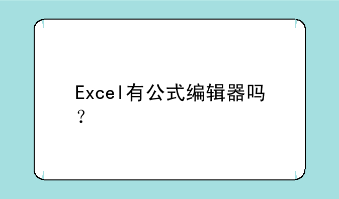 Excel有公式编辑器吗？