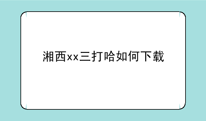湘西xx三打哈如何下载