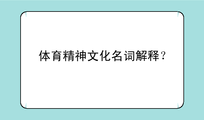 体育精神文化名词解释？