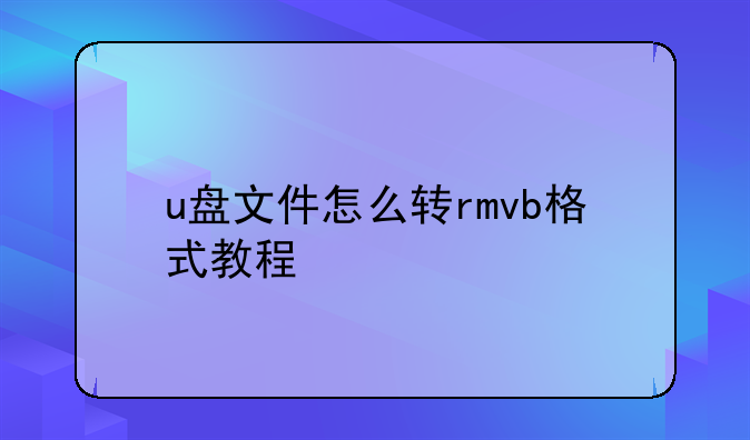 u盘文件怎么转rmvb格式教程