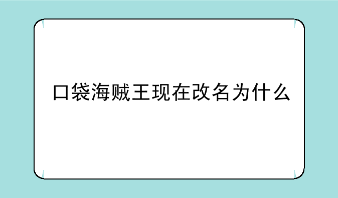 口袋海贼王现在改名为什么