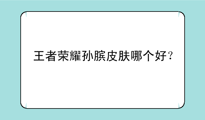 王者荣耀孙膑皮肤哪个好？