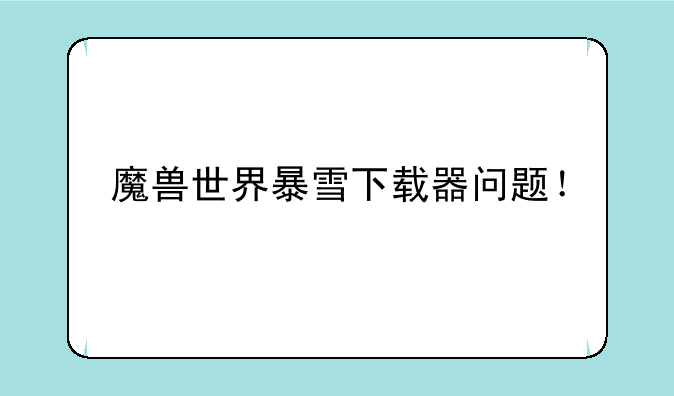 魔兽世界暴雪下载器问题！