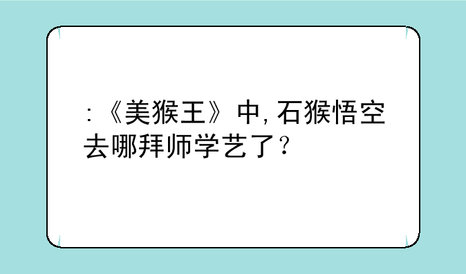 :《美猴王》中,石猴悟空去哪拜师学艺了？