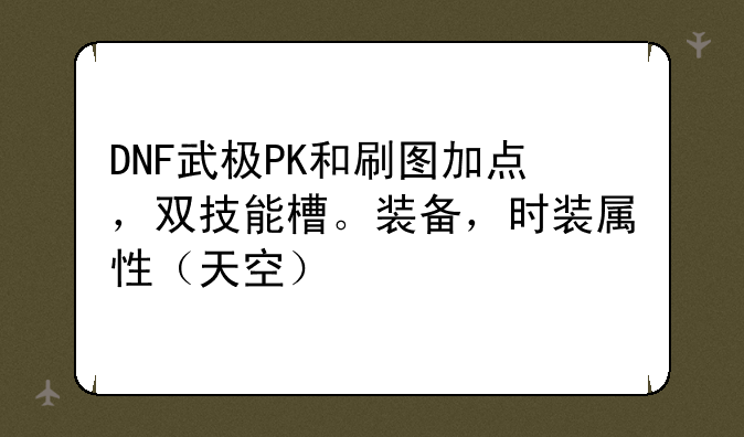 DNF武极PK和刷图加点，双技能槽。装备，时装属性（天空）