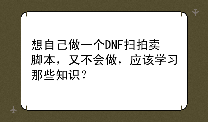 想自己做一个DNF扫拍卖脚本，又不会做，应该学习那些知识？