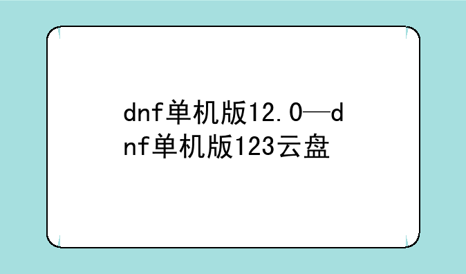dnf单机版12.0—dnf单机版123云盘