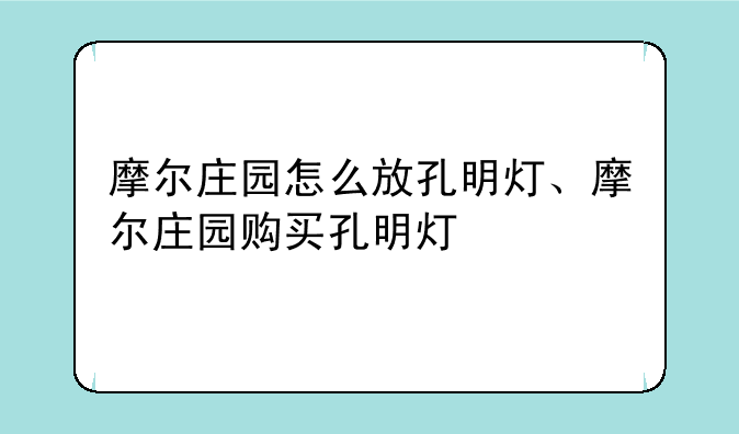 摩尔庄园怎么放孔明灯、摩尔庄园购买孔明灯