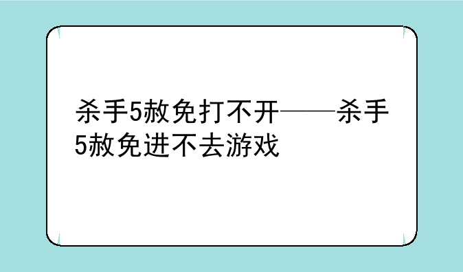 杀手5赦免打不开——杀手5赦免进不去游戏
