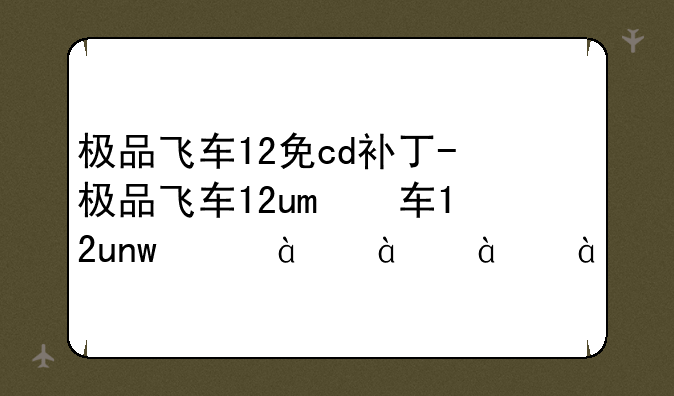 极品飞车12免cd补丁-极品飞车12wii下载