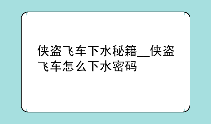 侠盗飞车下水秘籍__侠盗飞车怎么下水密码