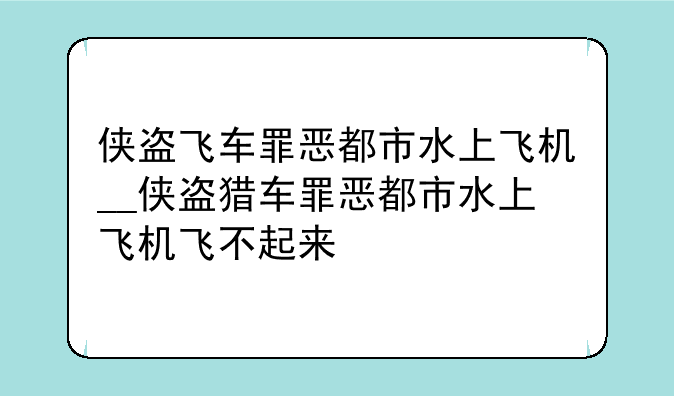 侠盗飞车罪恶都市水上飞机__侠盗猎车罪恶都市水上飞机飞不起来