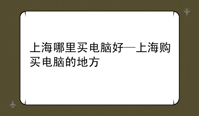 上海哪里买电脑好—上海购买电脑的地方