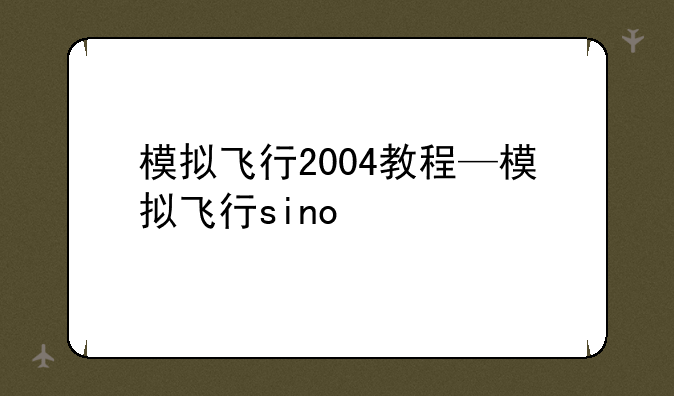 模拟飞行2004教程—模拟飞行sino