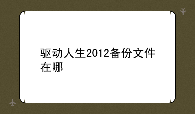 驱动人生2012备份文件在哪