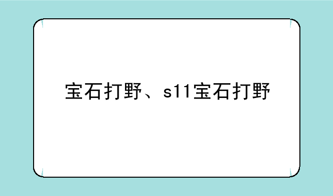 宝石打野、s11宝石打野