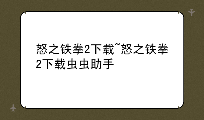 怒之铁拳2下载~怒之铁拳2下载虫虫助手